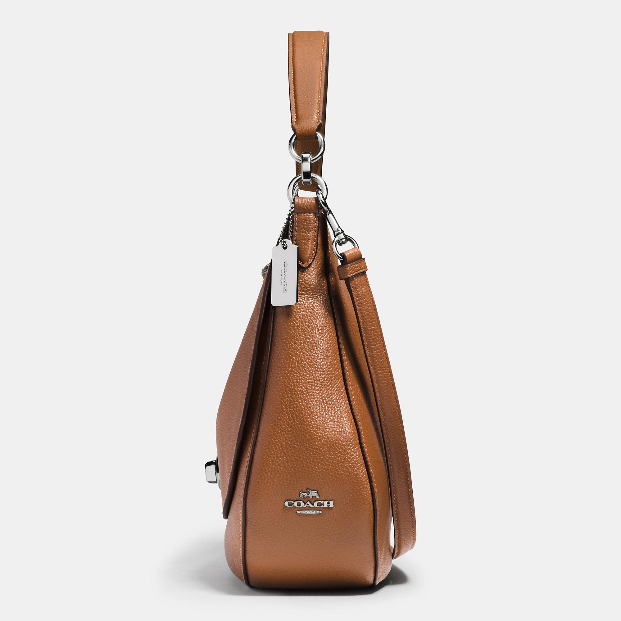High Quality Brand Coach Turnlock Hobo In Pebble Leather